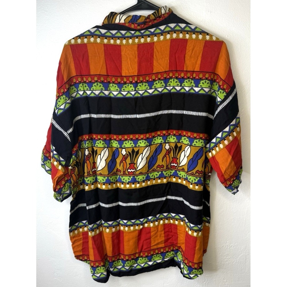 Vintage International Max Rayon Shirt Mens XL Tribal Aztec Button Up 90s -3696 - Picture 3 of 7